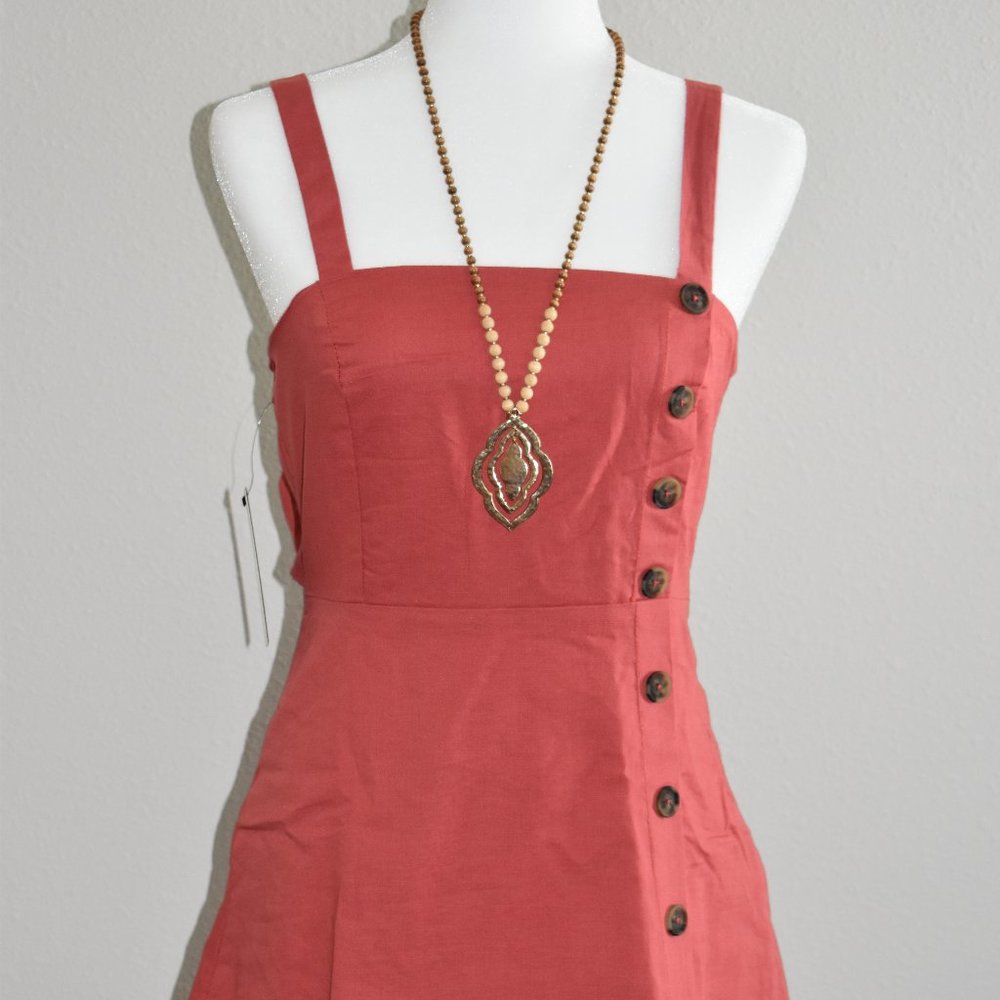 NWT Lulu's Rust Red Button Down Mini Dress